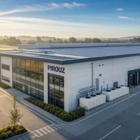 Modern UK commercial cold storage building exterior at dawn, emphasising efficient design.